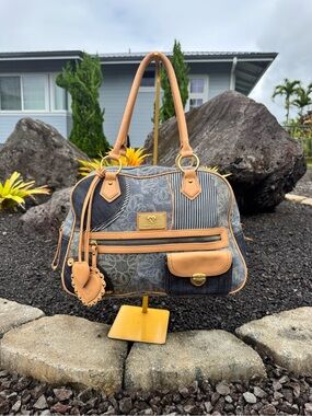 Original by Sharif 1827 Denim Patchwork Satchel Heart Charm Bag Y2K Boho
